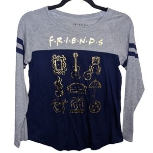Friends TV Show Gray & Navy Long Sleeve Top, Size XL (Girls) 🎬💛